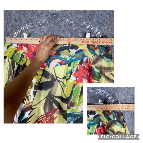 Chico's Asymmetrical Midi Tropical Floral Flowy Handkerchief Hem Skirt - Sz 16 - Picture 8 of 10